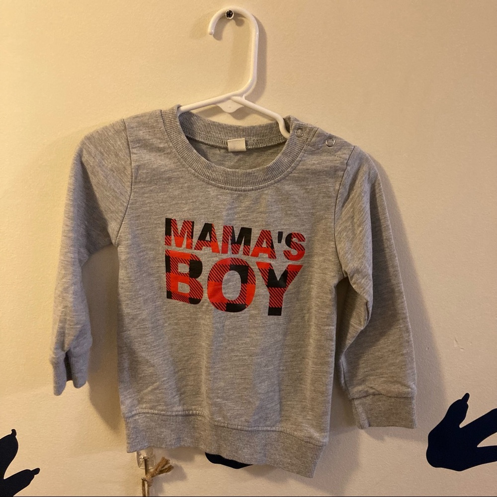 Toddler Boys Buffalo Plaid Mamas boy Crewneck Size 1-2y